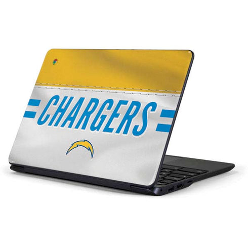 NFL Los Angeles Chargers White Striped Samsung Chromebook Skin
