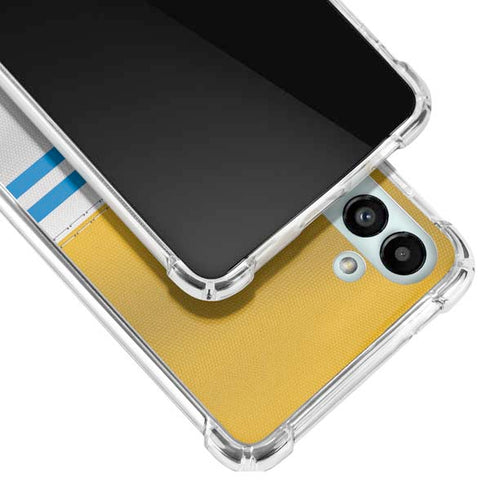 NFL Los Angeles Chargers White Striped Galaxy A13 5G Clear Case