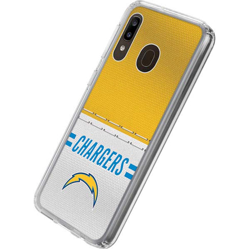 NFL Los Angeles Chargers White Striped Galaxy A20 Clear Case