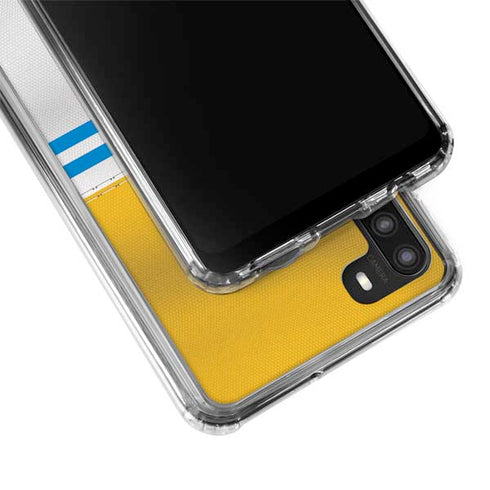 NFL Los Angeles Chargers White Striped Galaxy A21 Clear Case