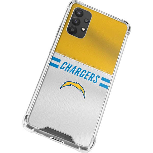 NFL Los Angeles Chargers White Striped Galaxy A32 5G Clear Case