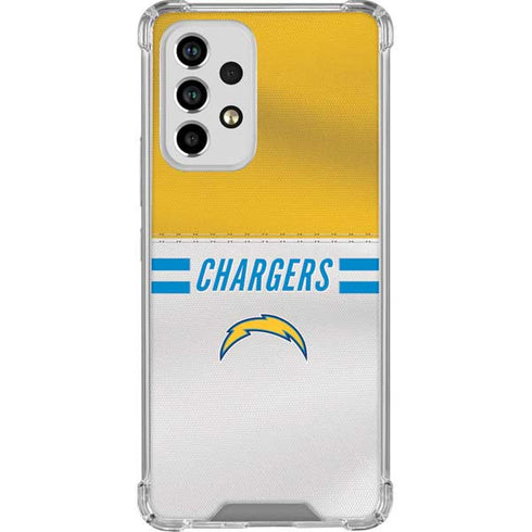 NFL Los Angeles Chargers White Striped Galaxy A53 5G Clear Case
