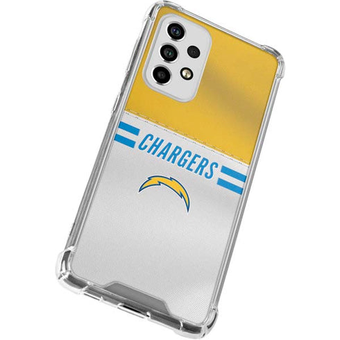NFL Los Angeles Chargers White Striped Galaxy A53 5G Clear Case