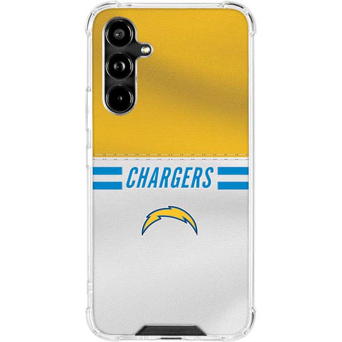 NFL Los Angeles Chargers White Striped Galaxy A54 5G Clear Case