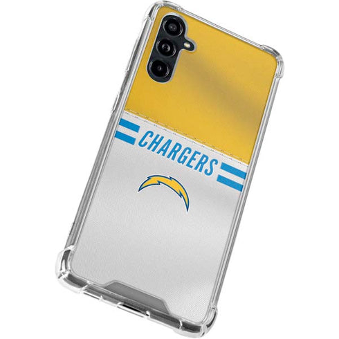 NFL Los Angeles Chargers White Striped Galaxy A54 5G Clear Case