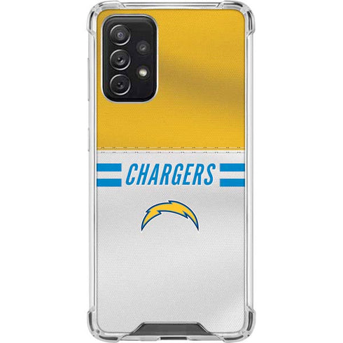 NFL Los Angeles Chargers White Striped Galaxy A72 5G Clear Case