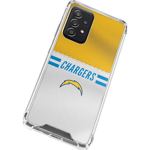 NFL Los Angeles Chargers White Striped Galaxy A72 5G Clear Case