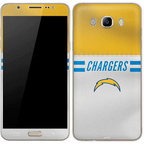 NFL Los Angeles Chargers White Striped Galaxy J7 Skin