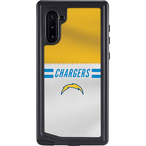 NFL Los Angeles Chargers White Striped Galaxy Note 10 Waterproof Case