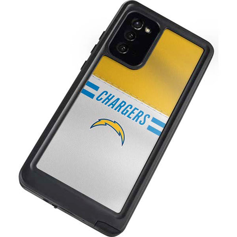 NFL Los Angeles Chargers White Striped Galaxy Note20 5G Waterproof Case