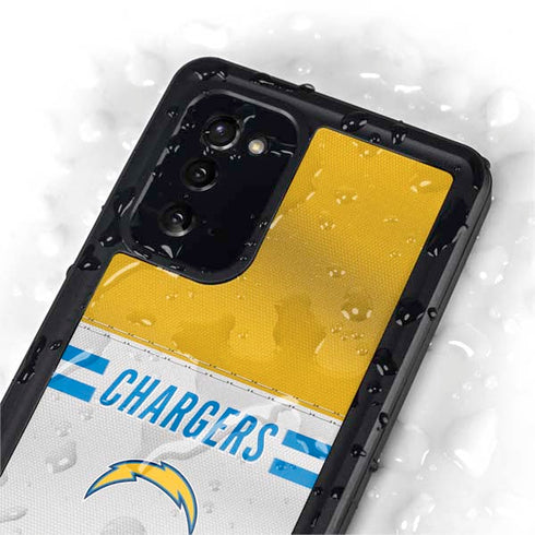 NFL Los Angeles Chargers White Striped Galaxy Note20 5G Waterproof Case