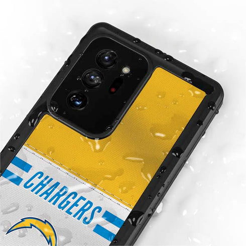 NFL Los Angeles Chargers White Striped Galaxy Note20 Ultra 5G Waterproof Case