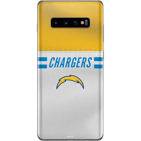 NFL Los Angeles Chargers White Striped Galaxy S10 Plus Skin