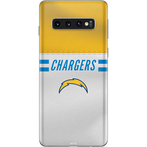 NFL Los Angeles Chargers White Striped Galaxy S10 Skin