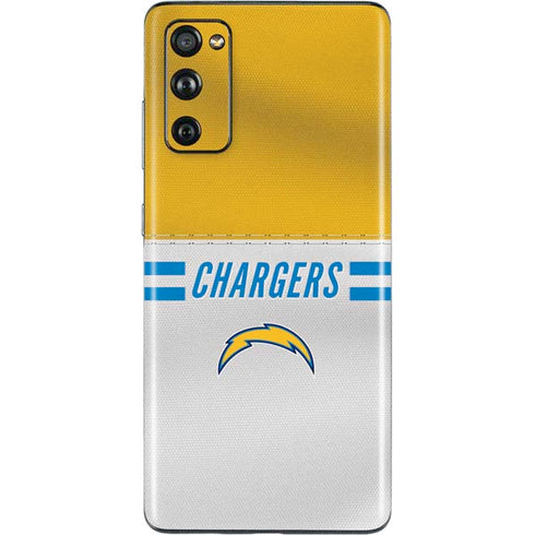 NFL Los Angeles Chargers White Striped Galaxy S20 Fan Edition Skin