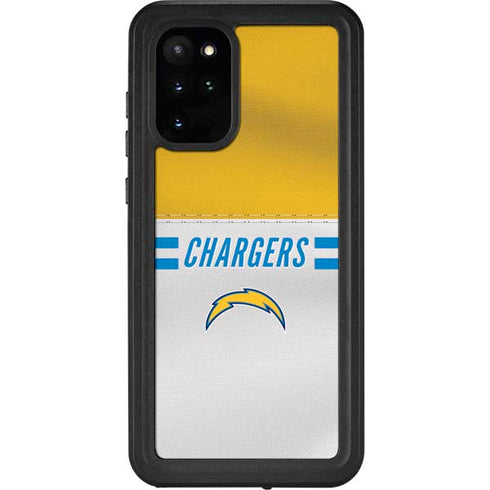 NFL Los Angeles Chargers White Striped Galaxy S20 Plus Waterproof Case