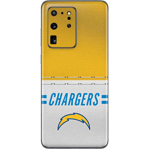 NFL Los Angeles Chargers White Striped Galaxy S20 Ultra 5G Skin