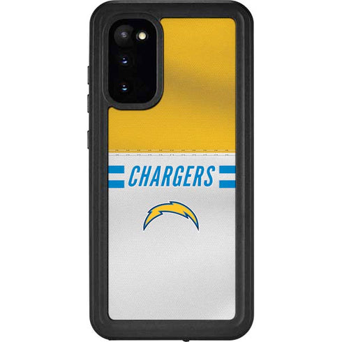 NFL Los Angeles Chargers White Striped Galaxy S20 Waterproof Case
