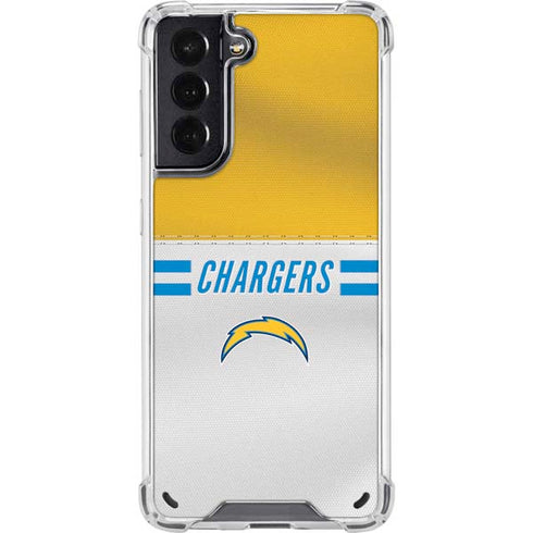 NFL Los Angeles Chargers White Striped Galaxy S21 5G Clear Case