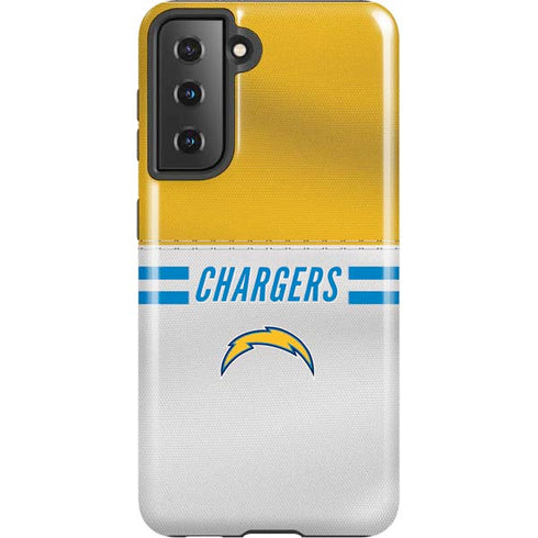 NFL Los Angeles Chargers White Striped Galaxy S21 5G Pro Case