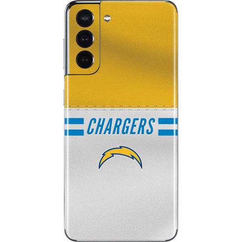 NFL Los Angeles Chargers White Striped Galaxy S21 5G Skin