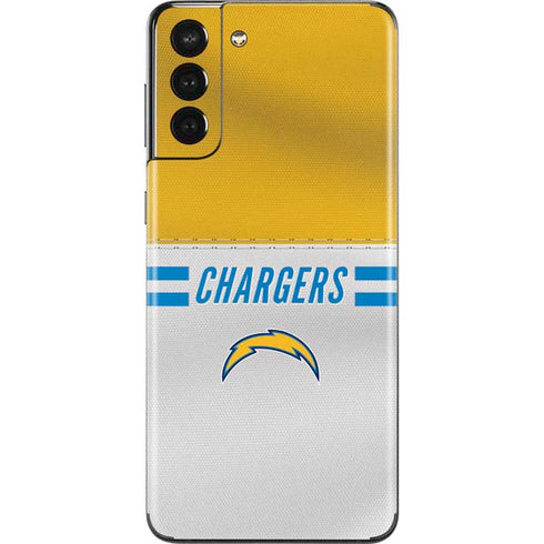 NFL Los Angeles Chargers White Striped Galaxy S21 Plus 5G Skin
