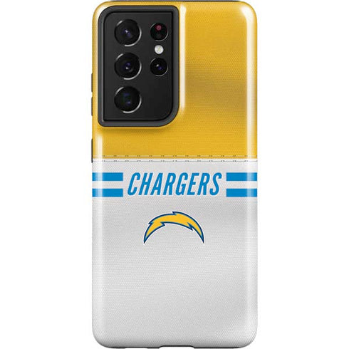 NFL Los Angeles Chargers White Striped Galaxy S21 Ultra 5G Pro Case