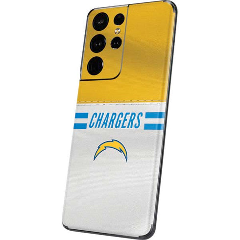 NFL Los Angeles Chargers White Striped Galaxy S21 Ultra 5G Skin