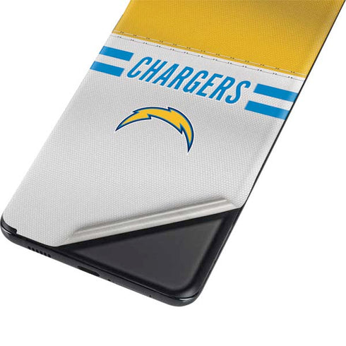 NFL Los Angeles Chargers White Striped Galaxy S21 Ultra 5G Skin