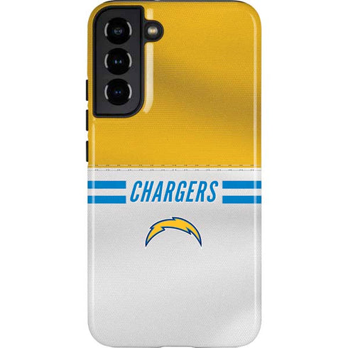 NFL Los Angeles Chargers White Striped Galaxy S22 Plus Pro Case