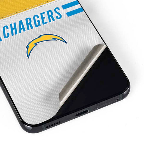 NFL Los Angeles Chargers White Striped Galaxy S22 Plus Skin