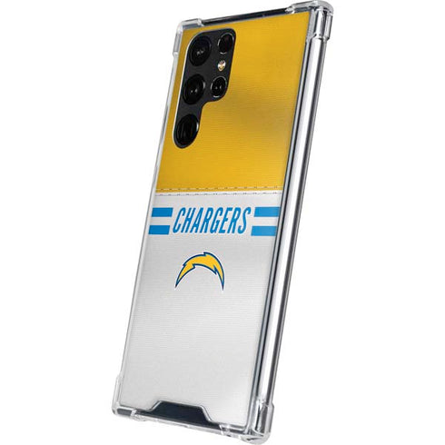 NFL Los Angeles Chargers White Striped Galaxy S22 Ultra Clear Case