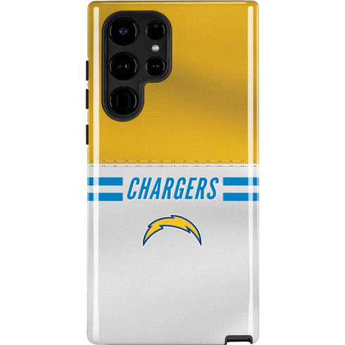 NFL Los Angeles Chargers White Striped Galaxy S22 Ultra Pro Case
