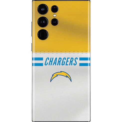 NFL Los Angeles Chargers White Striped Galaxy S22 Ultra Skin