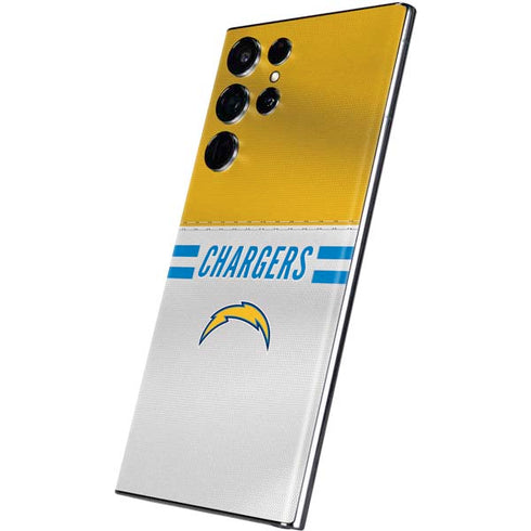 NFL Los Angeles Chargers White Striped Galaxy S22 Ultra Skin