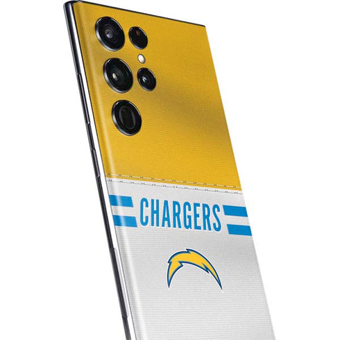 NFL Los Angeles Chargers White Striped Galaxy S22 Ultra Skin