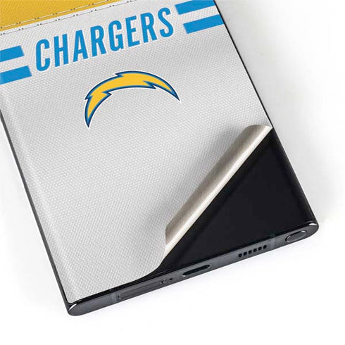 NFL Los Angeles Chargers White Striped Galaxy S22 Ultra Skin