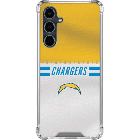 NFL Los Angeles Chargers White Striped Galaxy S23 FE Clear Case