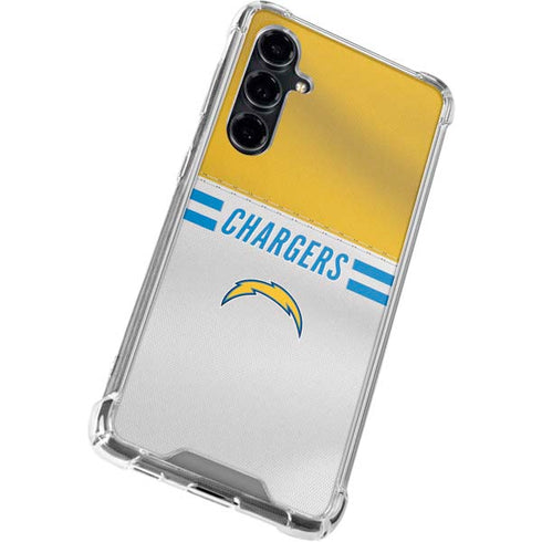 NFL Los Angeles Chargers White Striped Galaxy S23 FE Clear Case