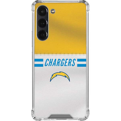 NFL Los Angeles Chargers White Striped Galaxy S23 Plus Clear Case