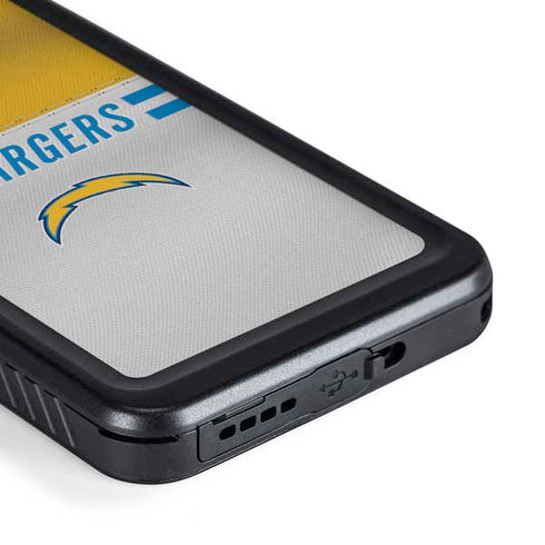 NFL Los Angeles Chargers White Striped Galaxy S23 Plus Waterproof Case