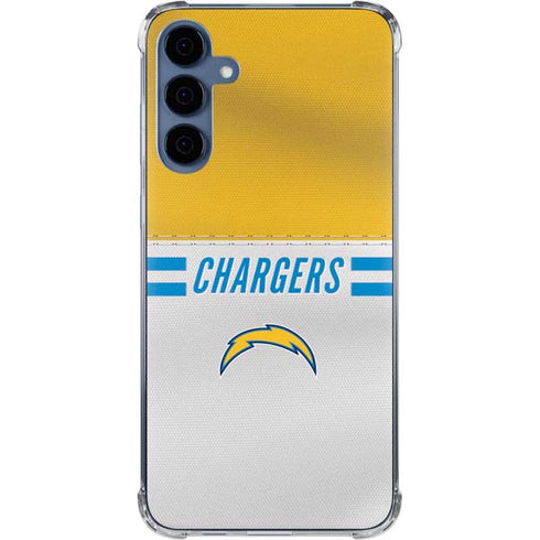 NFL Los Angeles Chargers White Striped Galaxy S24 Clear Case