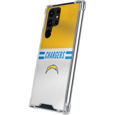 NFL Los Angeles Chargers White Striped Galaxy S24 Ultra Clear Case