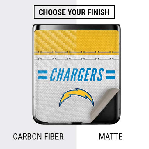 NFL Los Angeles Chargers White Striped Galaxy Z Flip Skin