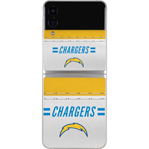 NFL Los Angeles Chargers White Striped Galaxy Z Flip3 5G Skin