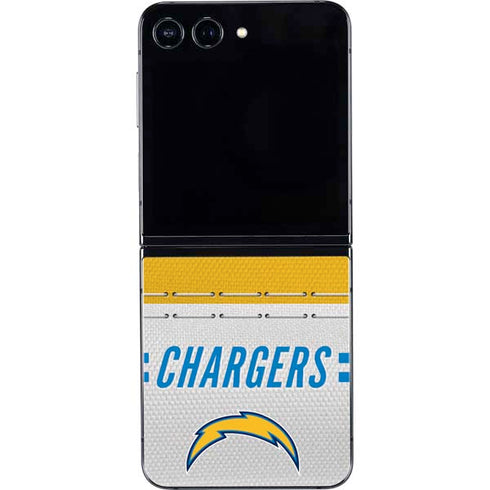 NFL Los Angeles Chargers White Striped Galaxy Z Flip5 5G Skin