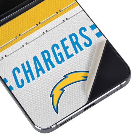 NFL Los Angeles Chargers White Striped Galaxy Z Flip5 5G Skin