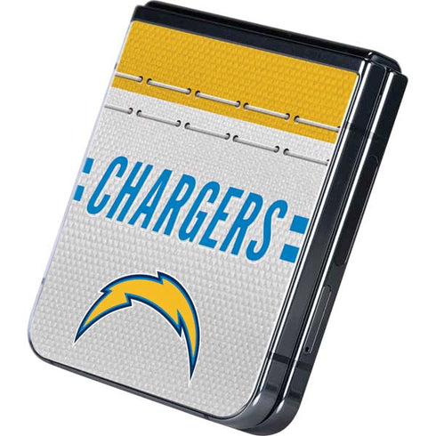 NFL Los Angeles Chargers White Striped Galaxy Z Flip5 5G Skin