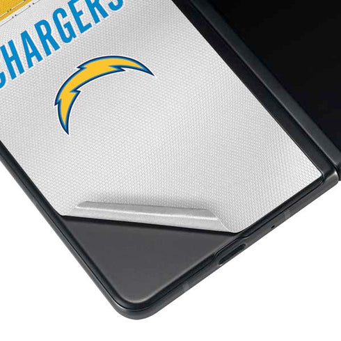 NFL Los Angeles Chargers White Striped Galaxy Z Fold3 5G Skin