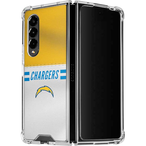 NFL Los Angeles Chargers White Striped Galaxy Z Fold4 5G Clear Case